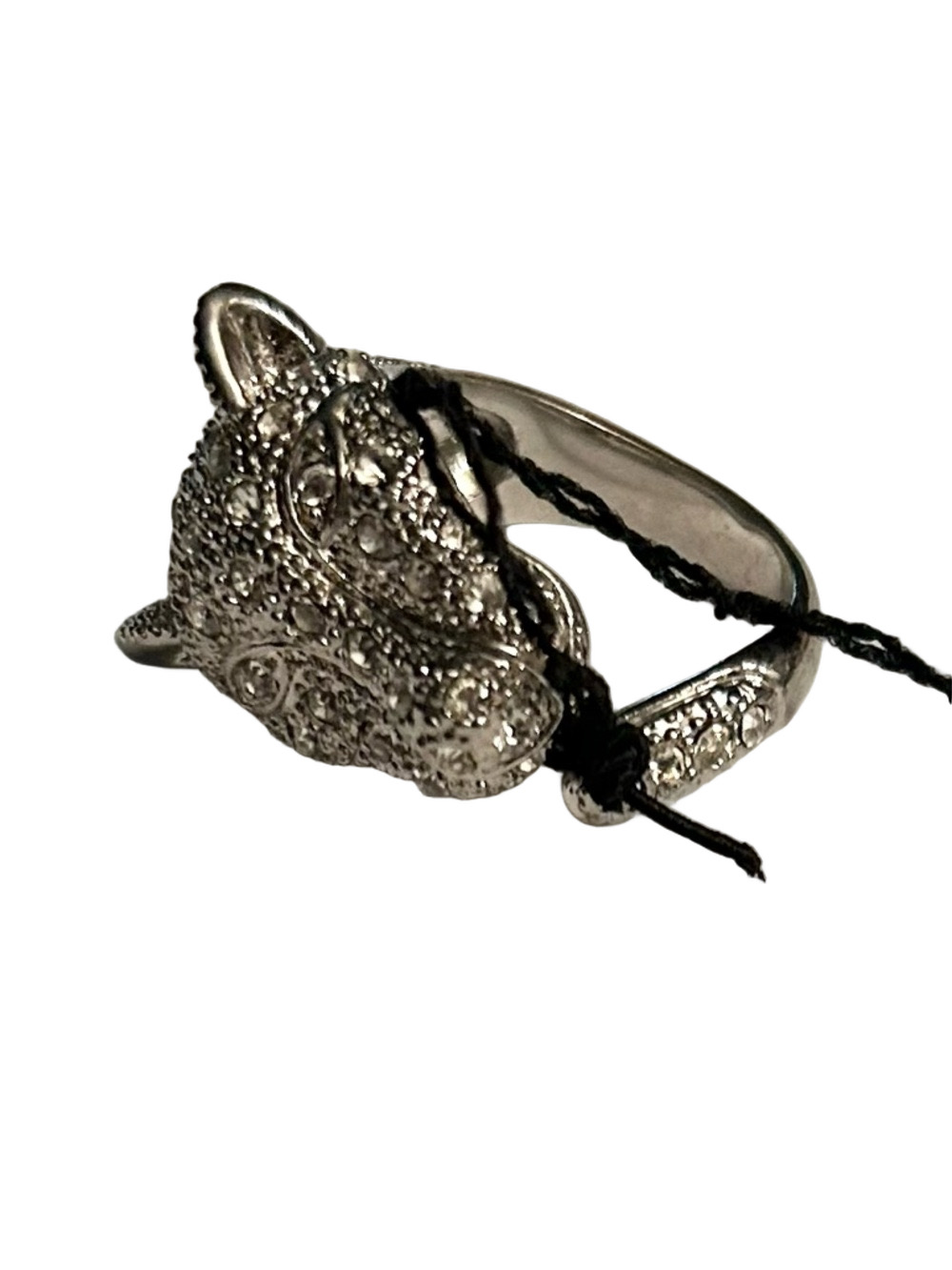 BCBGMaxAzria Silver Crystal Panther Ring Size 8